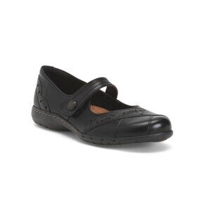 COBB HILL ROCKPORT Black Leather Petra Comfort Mary Jane Flats